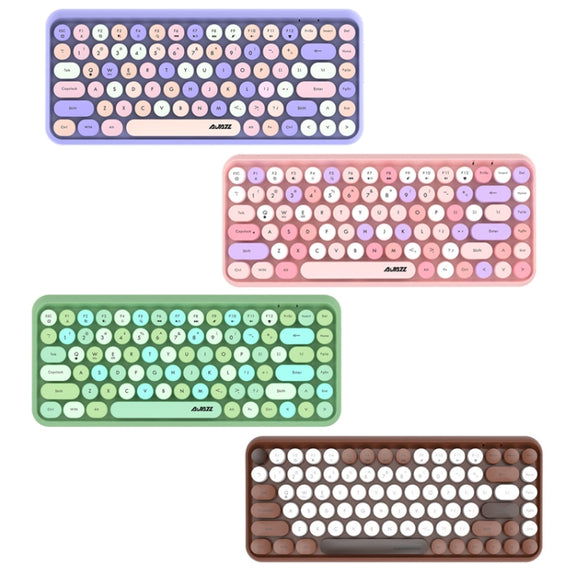 Ajazz 308I 84 Keys Tablet Computer Notebook Home Office Punk Bluetooth Keyboard(Milk Tea Color)