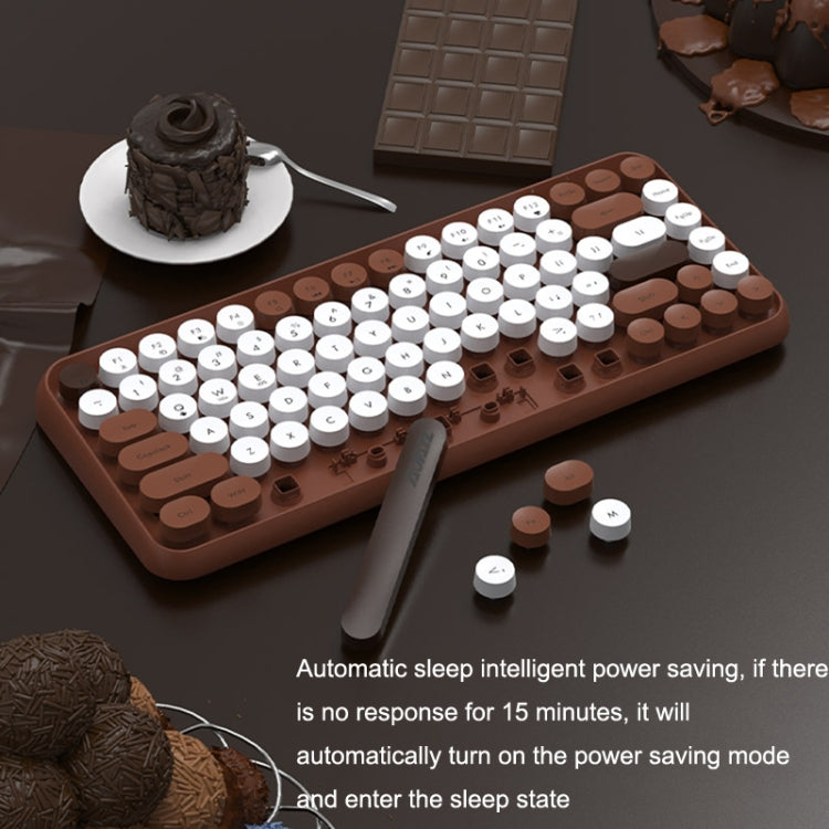 Ajazz 308I 84 Keys Tablet Computer Notebook Home Office Punk Bluetooth Keyboard(Milk Tea Color)
