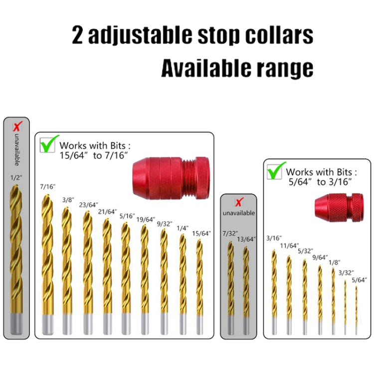 Adjustable Bit Stop Locator Drilling Aid Tool, Model: Type  2-5