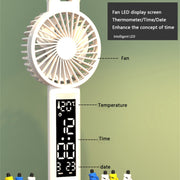 Rechargeable  3200mAh Double Head Lighting LED Fan Desk Lamp with Pen Holder & Clock