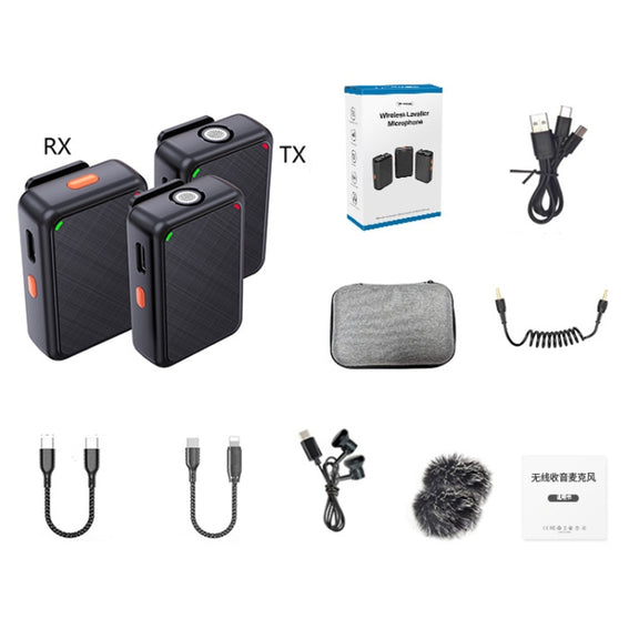 APEXEL APL-MIC009 One For Two Outdoor Live Noise Canceling Microphone(Black)