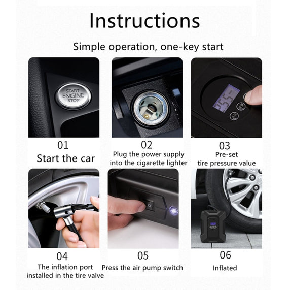 SUITU  ST-818  DC 12V Wired Car Air Pump Tire Inflator With LED Lighting Pointer Model+Toolbox