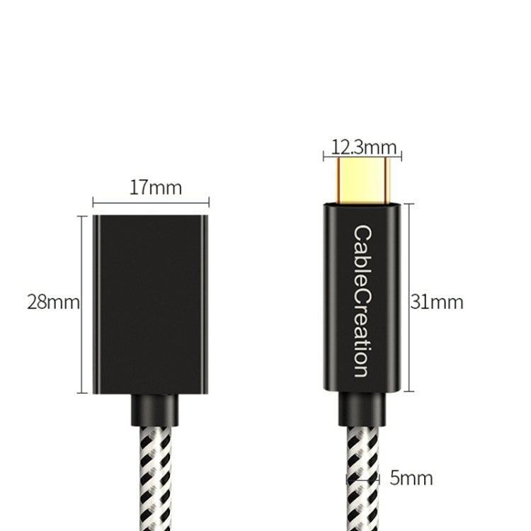 CC0316 0.3m Type-C / USB-C Male to Female Extension Cable Computer Phone Charging Cable(Black)