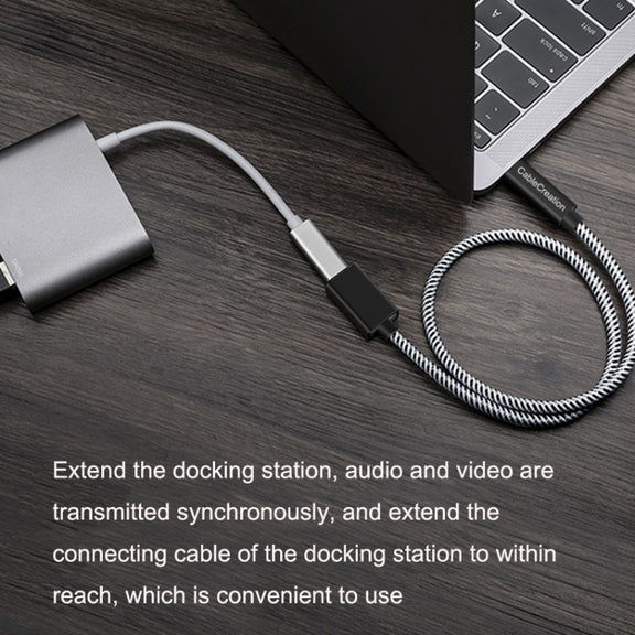 CC0316 0.3m Type-C / USB-C Male to Female Extension Cable Computer Phone Charging Cable(Black)