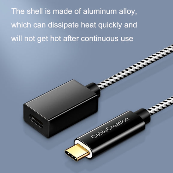 CC0316 0.3m Type-C / USB-C Male to Female Extension Cable Computer Phone Charging Cable(Black)
