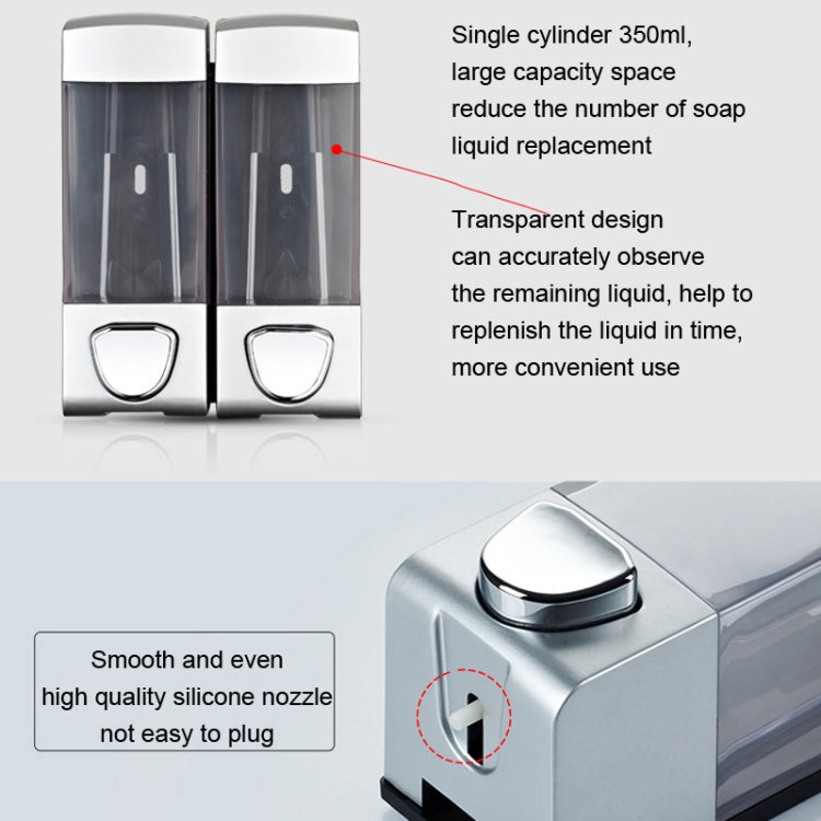 Double Head Wall Mounted Manual Press Soap Dispenser Shampoo Bottle Hand Wash Body Wash Dispenser, Color: White