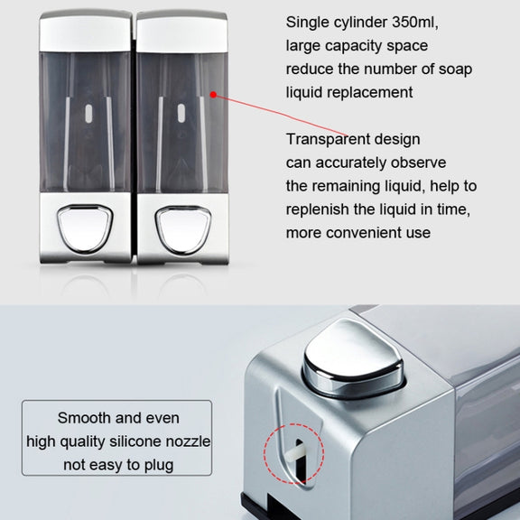 Double Head Wall Mounted Manual Press Soap Dispenser Shampoo Bottle Hand Wash Body Wash Dispenser, Color: Matte