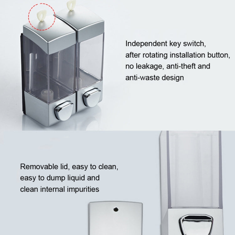 Double Head Wall Mounted Manual Press Soap Dispenser Shampoo Bottle Hand Wash Body Wash Dispenser, Color: White