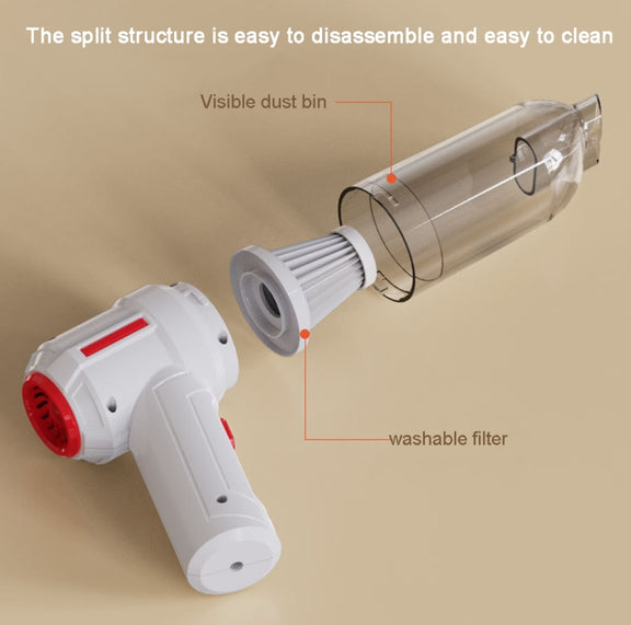 SUITU  ST-6629 3 In 1 5500pa Car Wireless Vacuum Cleaner Blowing Suction And Pumping 3 Modes White -USB Cable