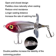 DF080 16g Double Paddle Tractor Surface Tether Roadrunner Fake Lure Long-distance Casting Lure(Red Head Silver)