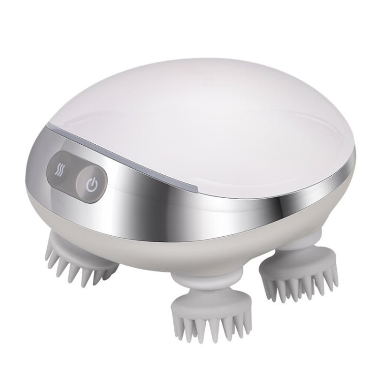 K111 Hot Compress Red Light Head Massager Electric Kneading Vibration Water-resistant Head Instrument, Size: English Version(White)