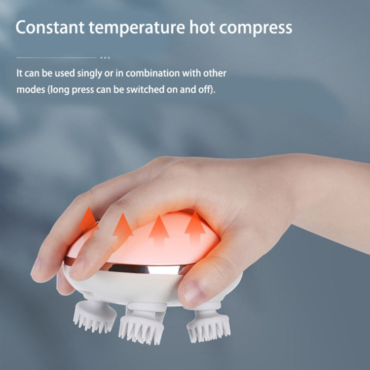 K111 Hot Compress Red Light Head Massager Electric Kneading Vibration Water-resistant Head Instrument, Size: English Version(White)