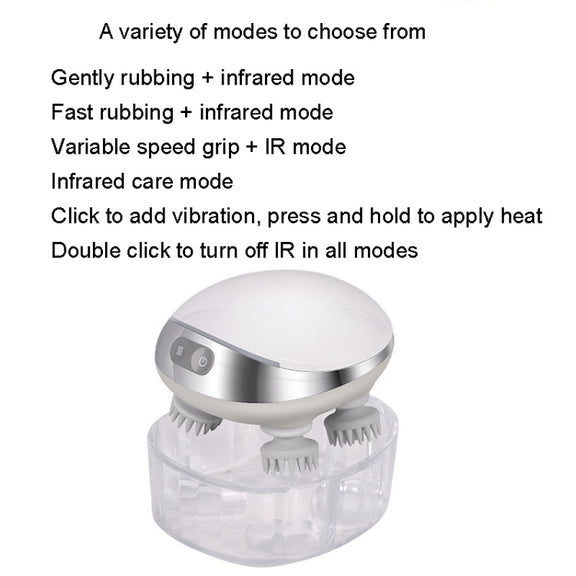 K111 Hot Compress Red Light Head Massager Electric Kneading Vibration Water-resistant Head Instrument, Size: English Version(White)