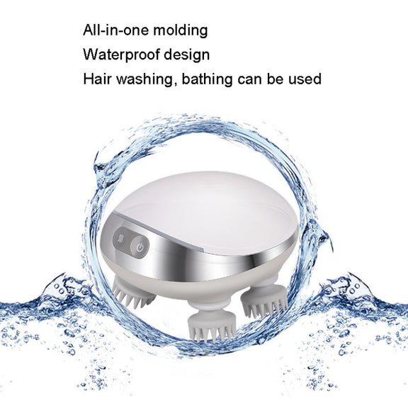 K111 Hot Compress Red Light Head Massager Electric Kneading Vibration Water-resistant Head Instrument, Size: English Version(White)