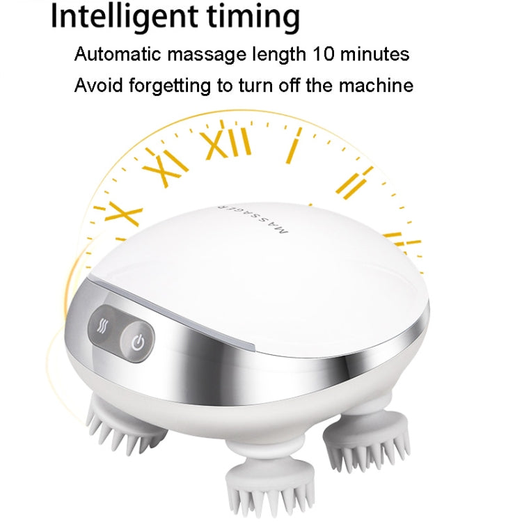 K111 Hot Compress Red Light Head Massager Electric Kneading Vibration Water-resistant Head Instrument, Size: English Version(White)