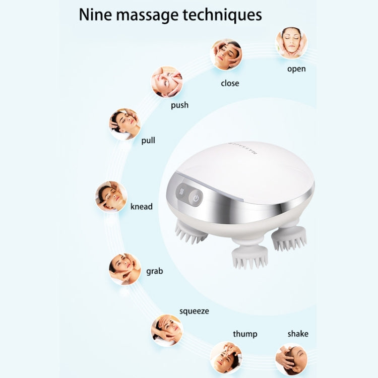 K111 Hot Compress Red Light Head Massager Electric Kneading Vibration Water-resistant Head Instrument, Size: English Version(White)