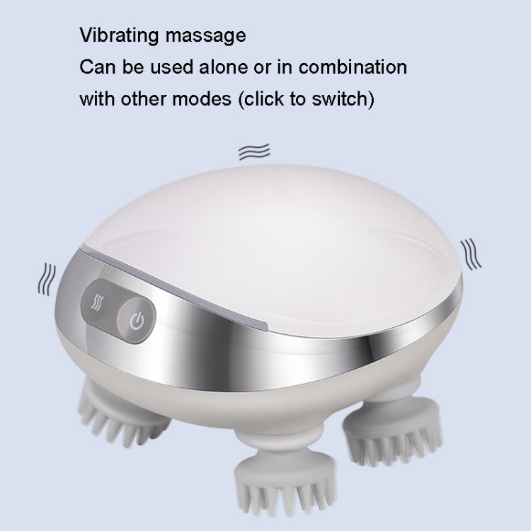 K111 Hot Compress Red Light Head Massager Electric Kneading Vibration Water-resistant Head Instrument, Size: English Version(White)