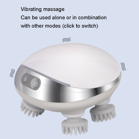K111 Hot Compress Red Light Head Massager Electric Kneading Vibration Water-resistant Head Instrument, Size: English Version(White)