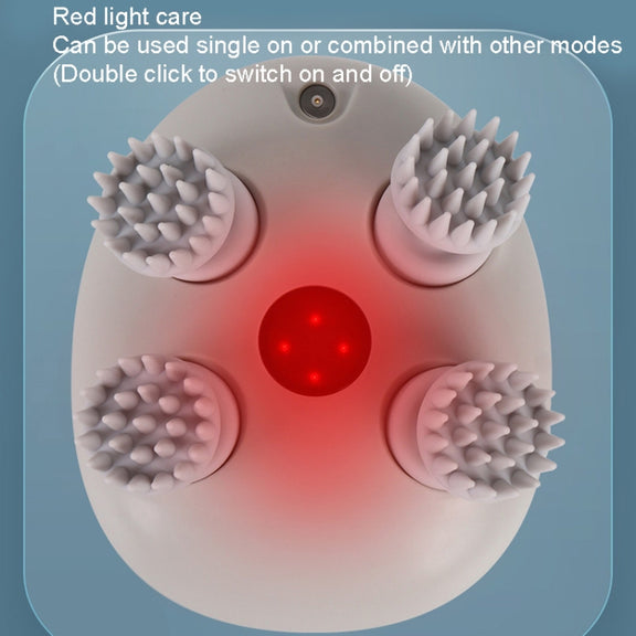 K111 Hot Compress Red Light Head Massager Electric Kneading Vibration Water-resistant Head Instrument, Size: English Version(White)