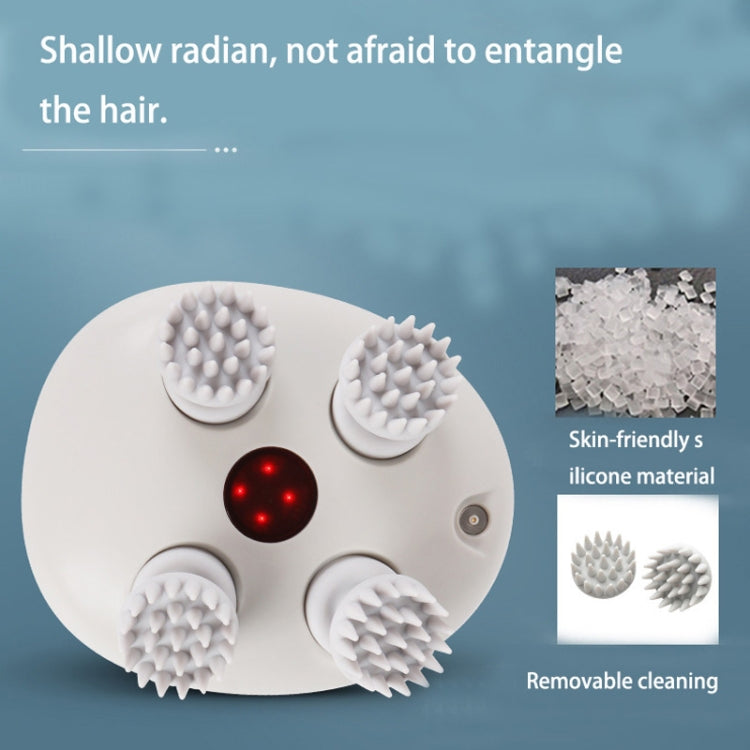 K111 Hot Compress Red Light Head Massager Electric Kneading Vibration Water-resistant Head Instrument, Size: English Version(White)