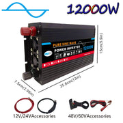 12000W (Actual 2000W) 60V to 220V High Power Car Sine Wave Inverter Power Converter