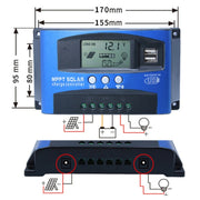 YCX-003 30-100A Solar Charging Controller with LED Screen & Dual USB Port Smart MPPT Charger, Model: 12/24V 30A