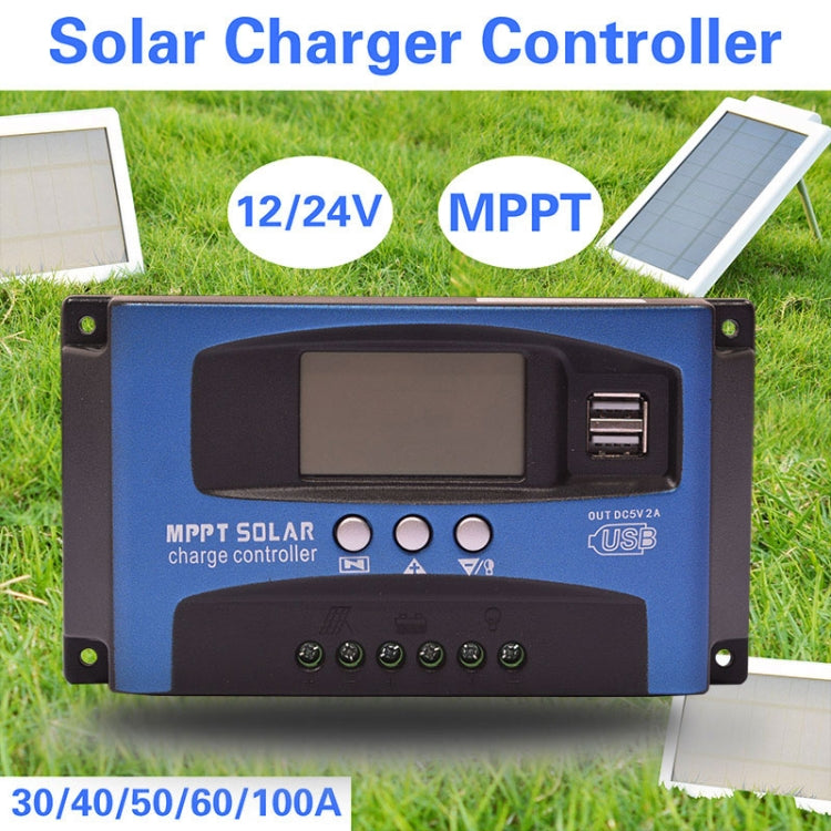 YCX-003 30-100A Solar Charging Controller with LED Screen & Dual USB Port Smart MPPT Charger, Model: 12/24V 40A