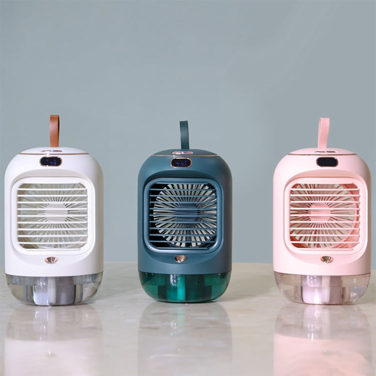 RD22 Rotating Humidification Fan Warm Light Atmosphere Light Automatic Shaking Head with Digital Display Air Cooler(Green)