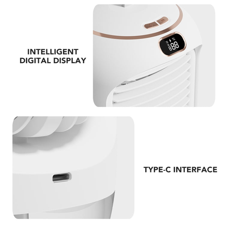 RD22 Rotating Humidification Fan Warm Light Atmosphere Light Automatic Shaking Head with Digital Display Air Cooler(Green)