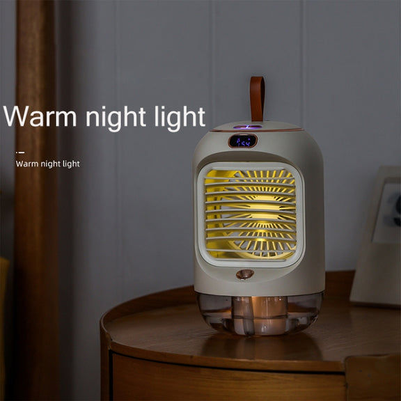 RD22 Rotating Humidification Fan Warm Light Atmosphere Light Automatic Shaking Head with Digital Display Air Cooler(Green)