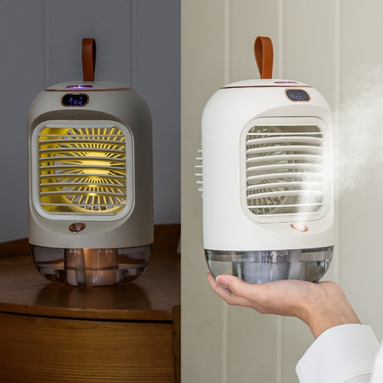 RD22 Rotating Humidification Fan Warm Light Atmosphere Light Automatic Shaking Head with Digital Display Air Cooler(Green)