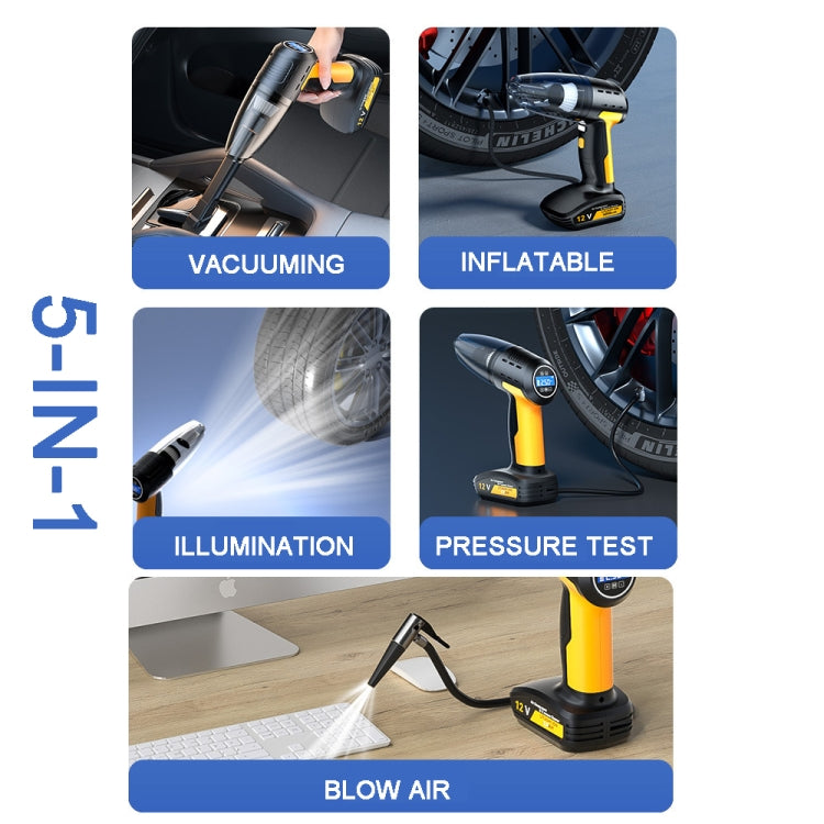 SUITU ST-6637 Wired 5 In 1 60W  Double Motor Car Vacuum Cleaner With Blowing Air Pump Pressure Measuring Lighting Function