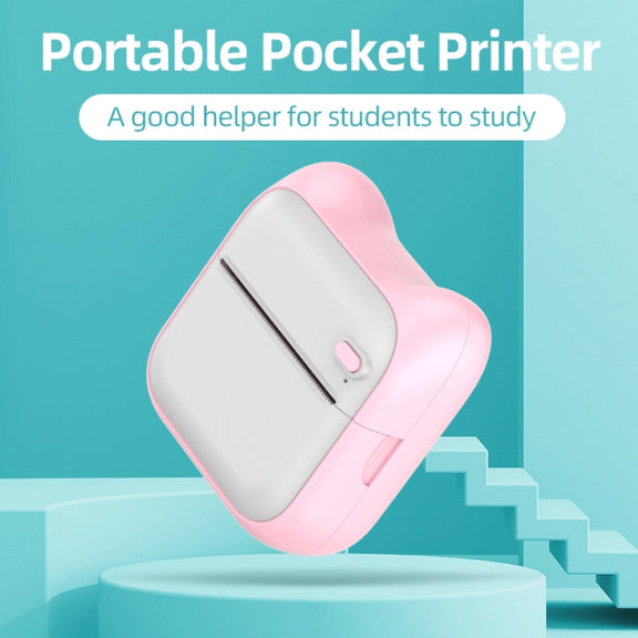 A31 Bluetooth Handheld Portable Self-adhesive Thermal Printer, Color: Pink+5 Rolls Printer Paper