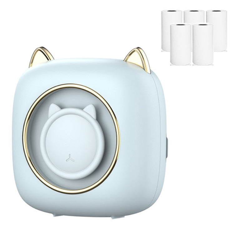 C23 Seven Colors Atmosphere Breathing Light Wireless Thermal Printer, Color: Blue+5 Rolls Thermal Paper