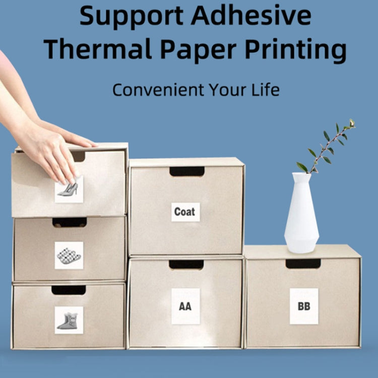 C23 Seven Colors Atmosphere Breathing Light Wireless Thermal Printer, Color: Blue+5 Rolls Thermal Paper
