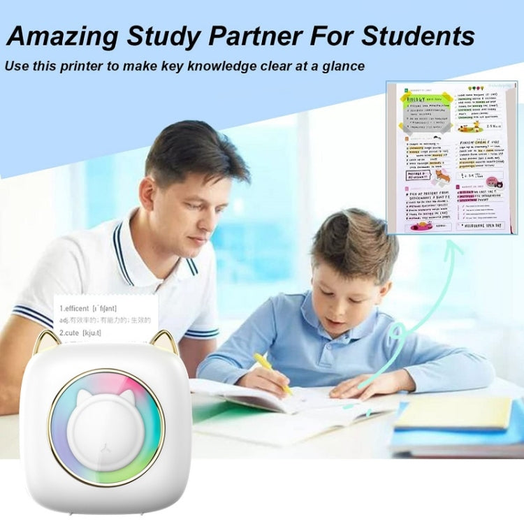 C23 Seven Colors Atmosphere Breathing Light Wireless Thermal Printer, Color: White+3 Rolls Color Paper