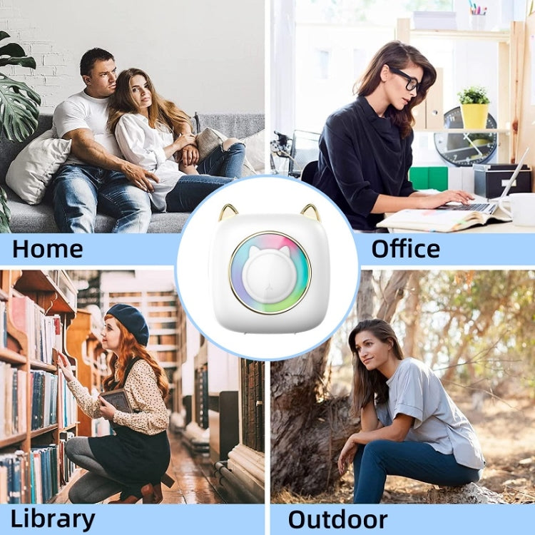 C23 Seven Colors Atmosphere Breathing Light Wireless Thermal Printer, Color: Blue+5 Rolls Thermal Paper