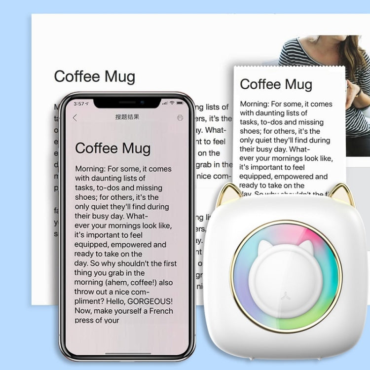 C23 Seven Colors Atmosphere Breathing Light Wireless Thermal Printer, Color: Blue+5 Rolls Thermal Paper