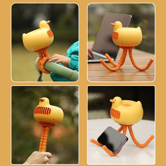 WT-E20 Stroller Fan USB Mute Portable Octopus High Air Volume Mini Fan, Style: Shake Head Type (Yellow)