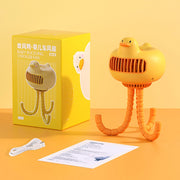 WT-E20 Stroller Fan USB Mute Portable Octopus High Air Volume Mini Fan, Style: Shake Head Type (Yellow)