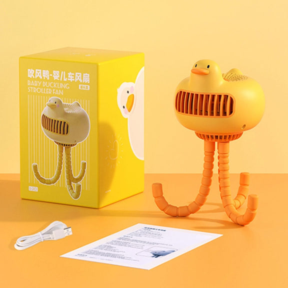 WT-E20 Stroller Fan USB Mute Portable Octopus High Air Volume Mini Fan, Style: Shake Head Type (Yellow)