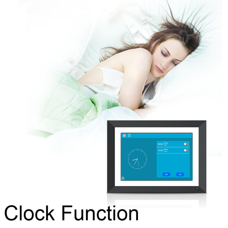 JT080F-C01 8-Inch Smart Touch Alarm Clock Calendar Electronic Photo Frame With Human Sensor Function, US Plug