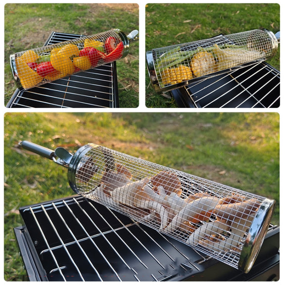 Upgrade With Handle BBQ Cage Stainless Steel  Barbecue Basket  30cm+Handle 18cm