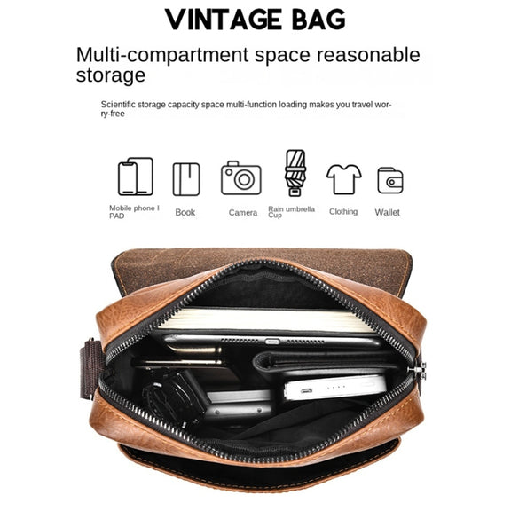 WEIXIER D266 Retro Crossbody Large Capacity Messenger Bag Shoulder Bag Tot Backpack(Dark Brown)