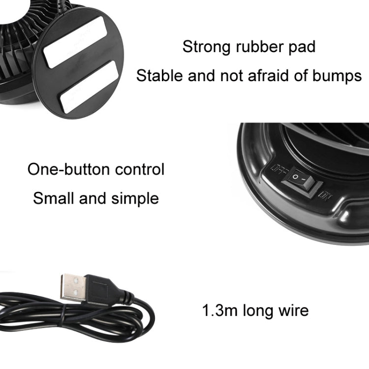 F612 5W Car Rotatable Turntable Silent Fan(USB)