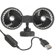 F6026 Large Suction Cup Vehicle-Mounted Double-Head Fan, Model: USB