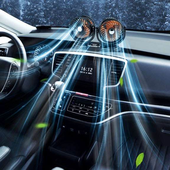 F621 Car Rotatable Turntable Silent Car Double Head Fan, Model: USB