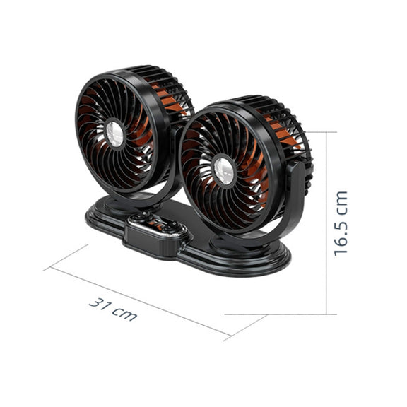 F621U Car Rotatable Turntable Silent Car Double Head Fan, Model: High Allocation USB
