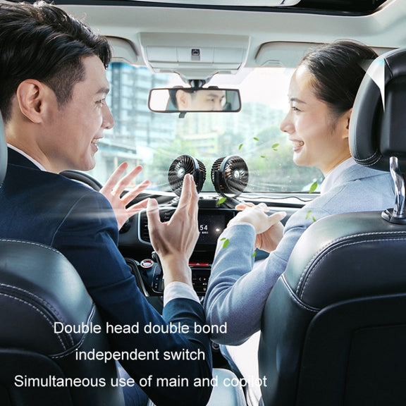 F621 Car Rotatable Turntable Silent Car Double Head Fan, Model: USB