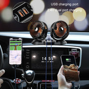 F621 Car Rotatable Turntable Silent Car Double Head Fan, Model: USB